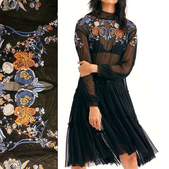 NEW🦋🌺 Free People Floral Embroidered Maxi Top Dress, Small - Picture 5 of 16